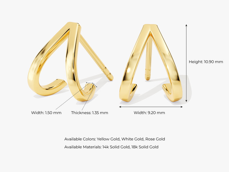 Dual Plain Huggie Earrings