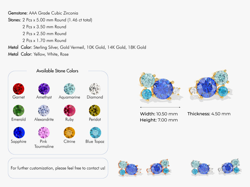 Birthstone Cluster Studs