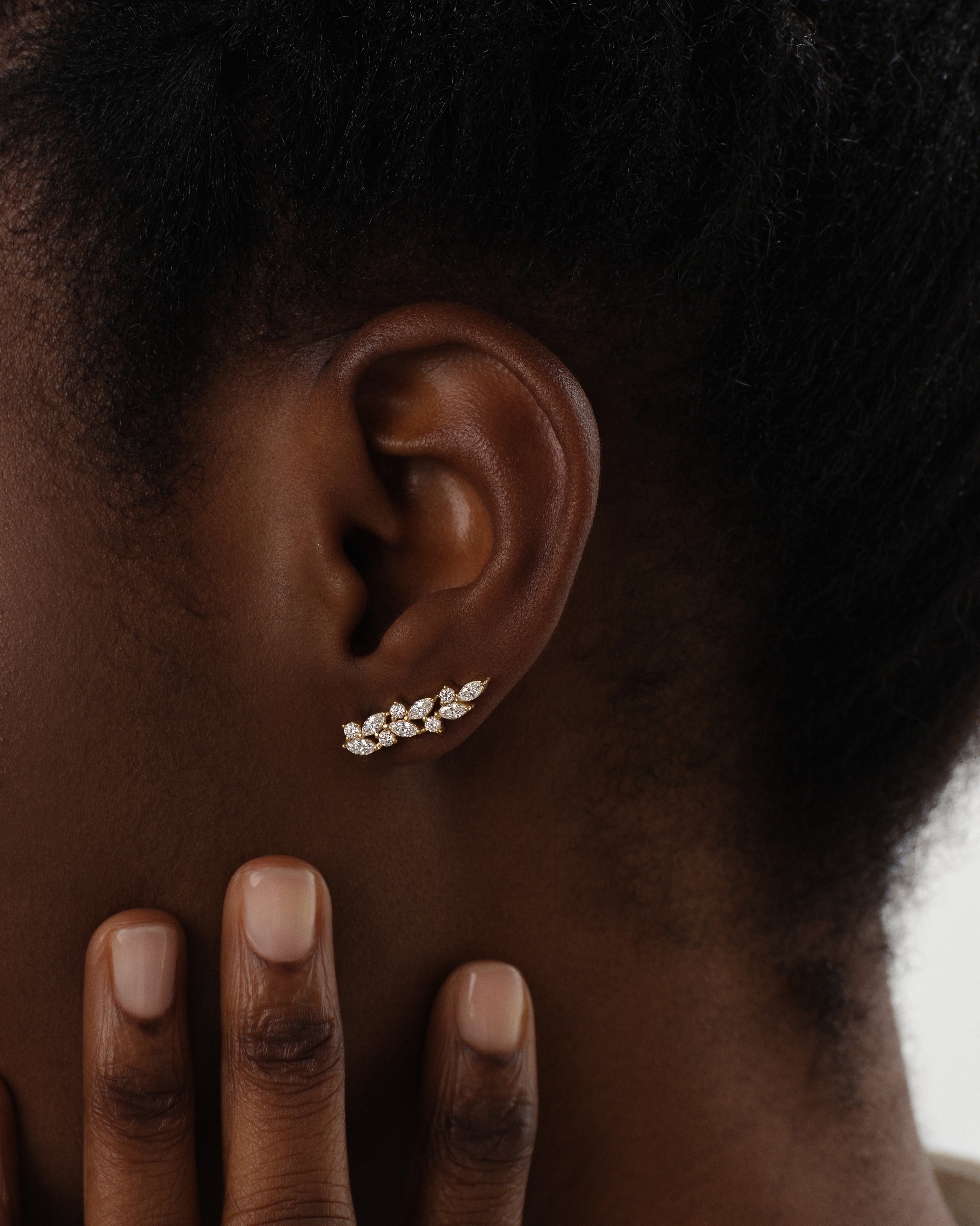 Marquise Leaf Climber Earrings