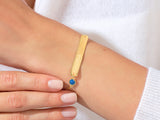 Nameplate Sapphire Bracelet in 14K Solid Gold