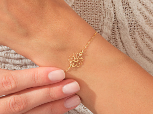 Plain Birthflower Bracelet in 14k Gold