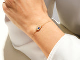 Bezel Set Evil Eye Birthstone Bracelet