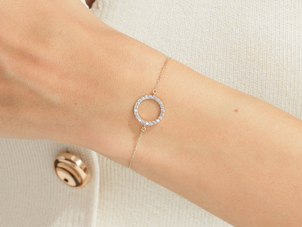 Open Circle Alexandrite Bracelet in 14k Solid Gold
