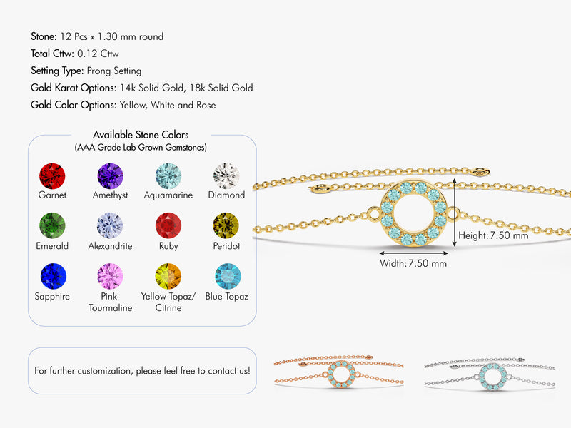 Open Circle Birthstone Bracelet