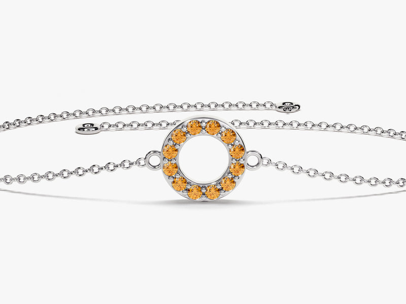 Open Circle Birthstone Bracelet