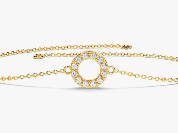 Open Circle Diamond Birthstone Bracelet in 14k Solid Gold