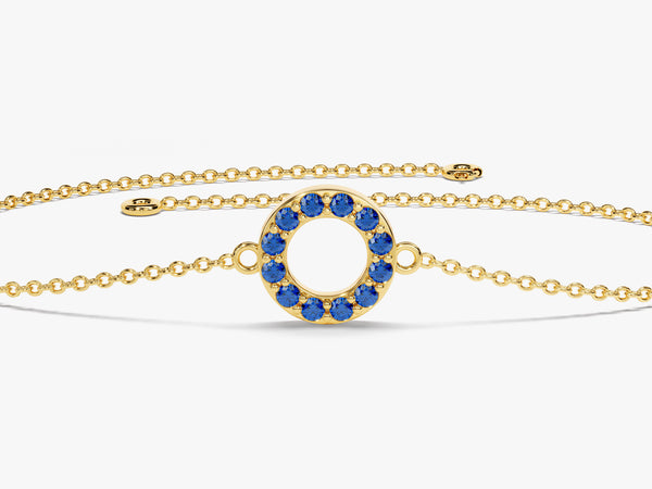 Open Circle Sapphire Bracelet in 14k Solid Gold