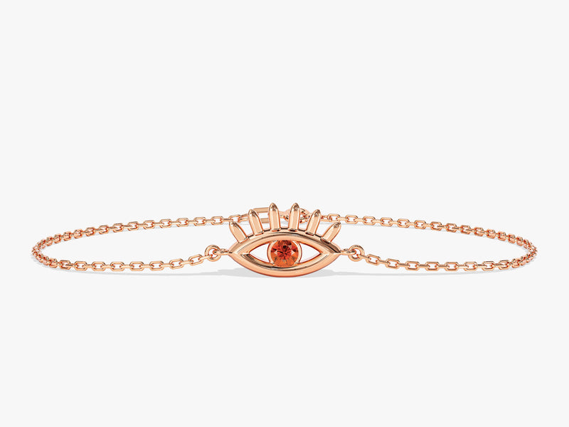 Bezel Set Evil Eye Birthstone Bracelet