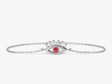 Bezel Set Evil Eye Birthstone Bracelet