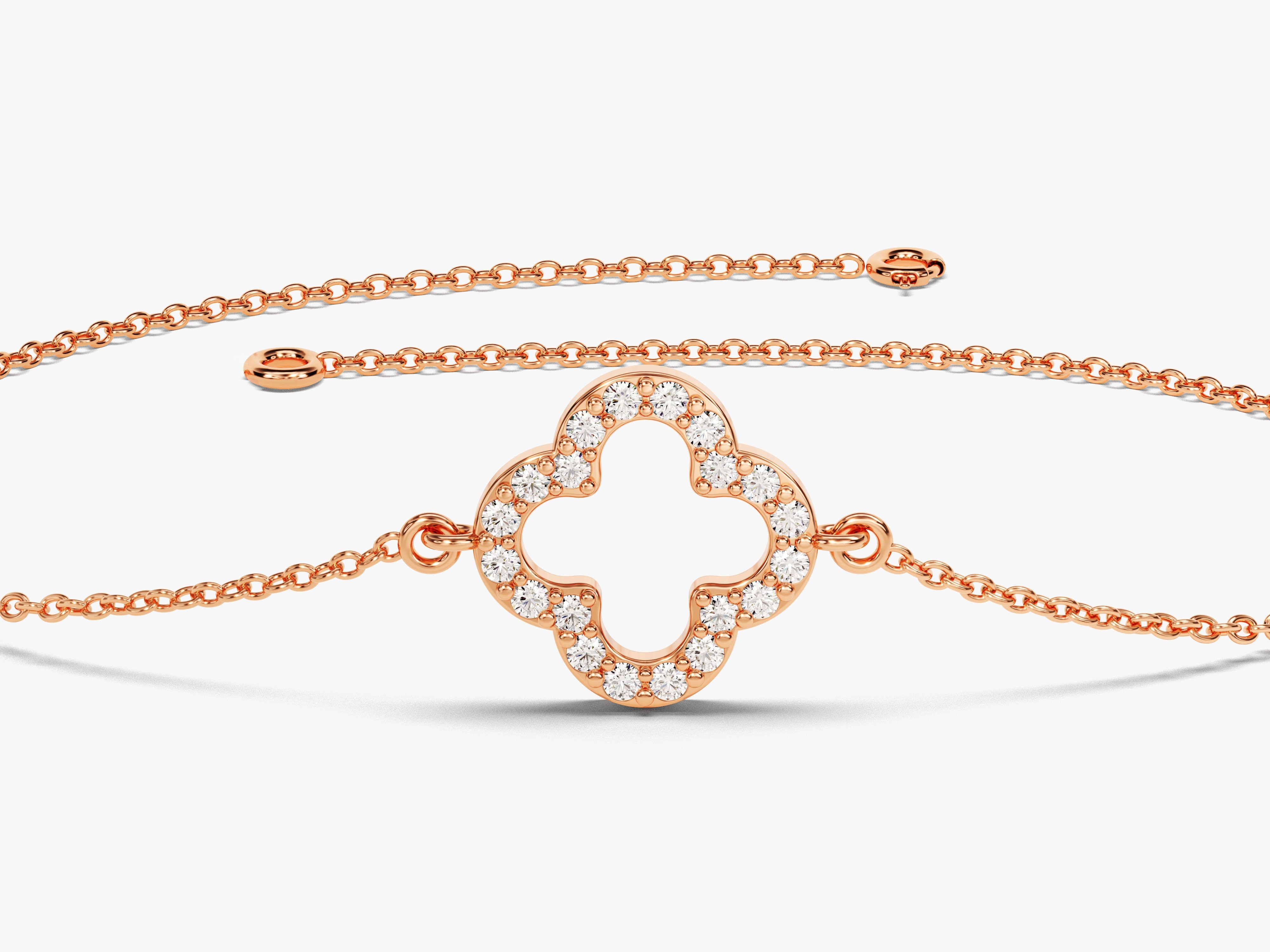 Rose gold diamond clover bracelet jewelry