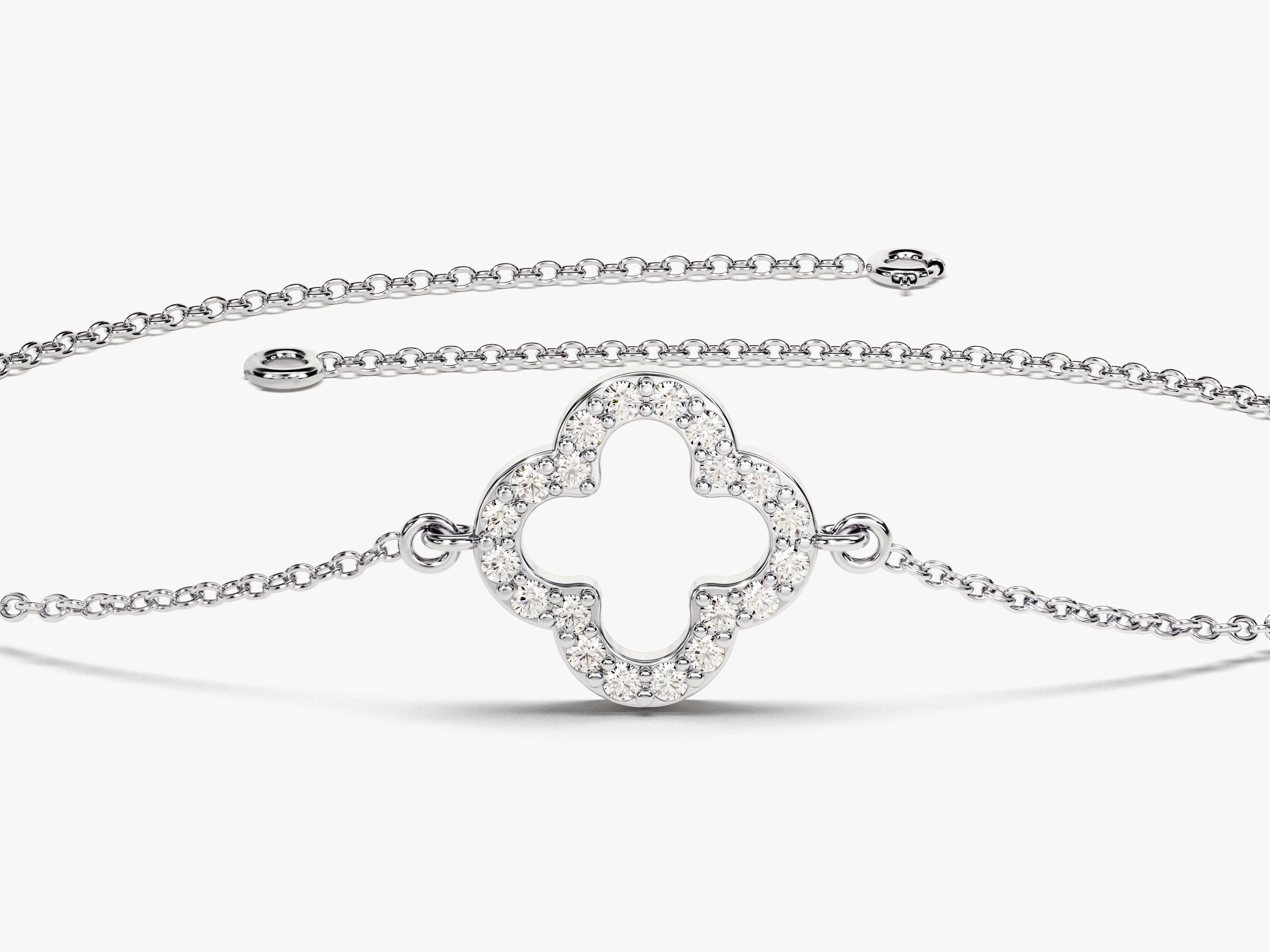 Diamond clover charm bracelet for women