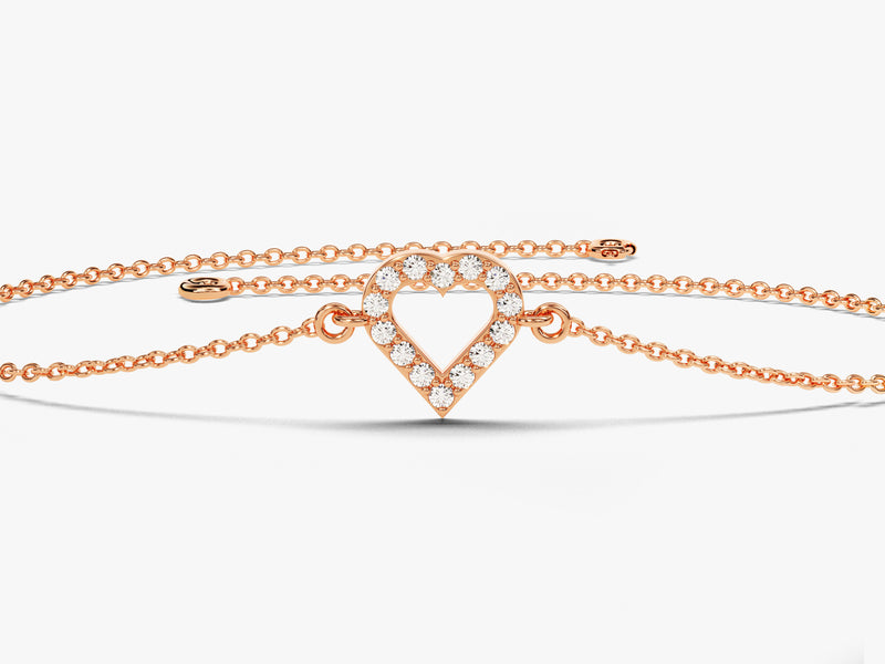 Diamond Heart Bracelet in 14k Gold