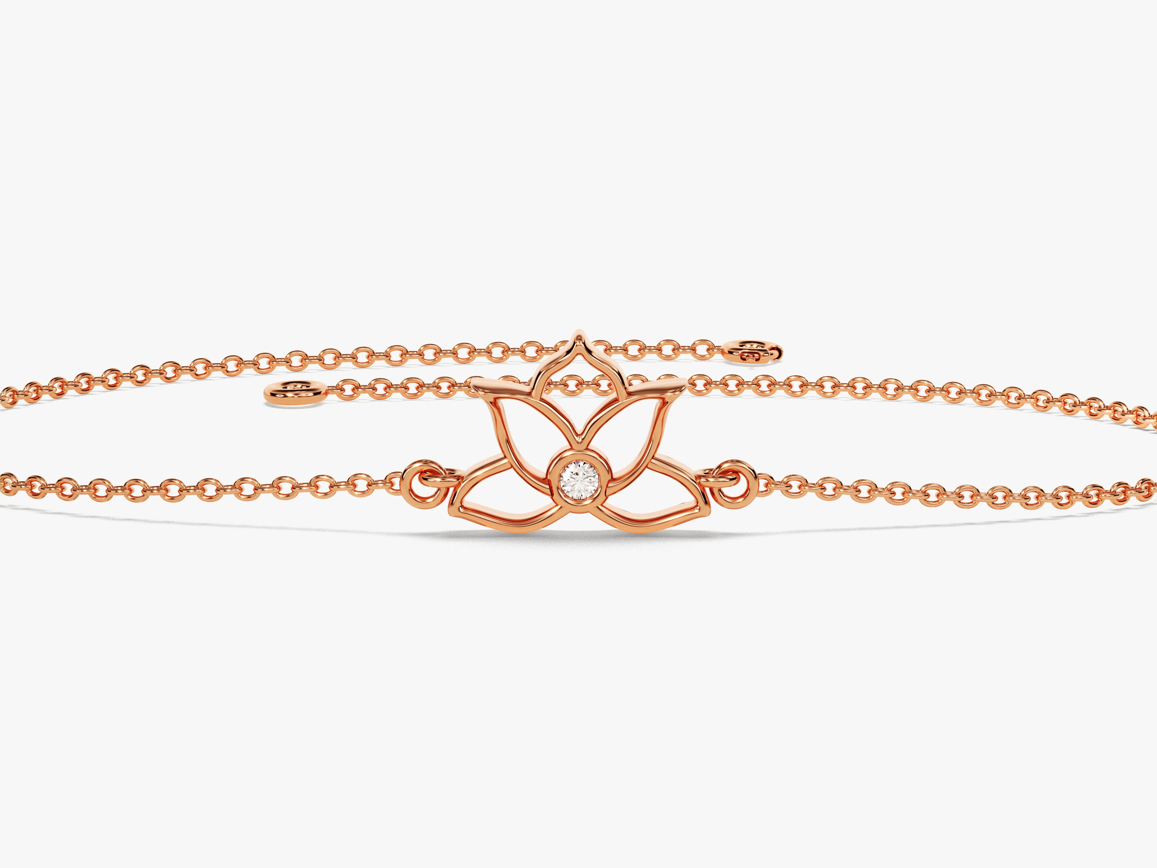 Rose gold lotus bracelet with diamond accent jewelry