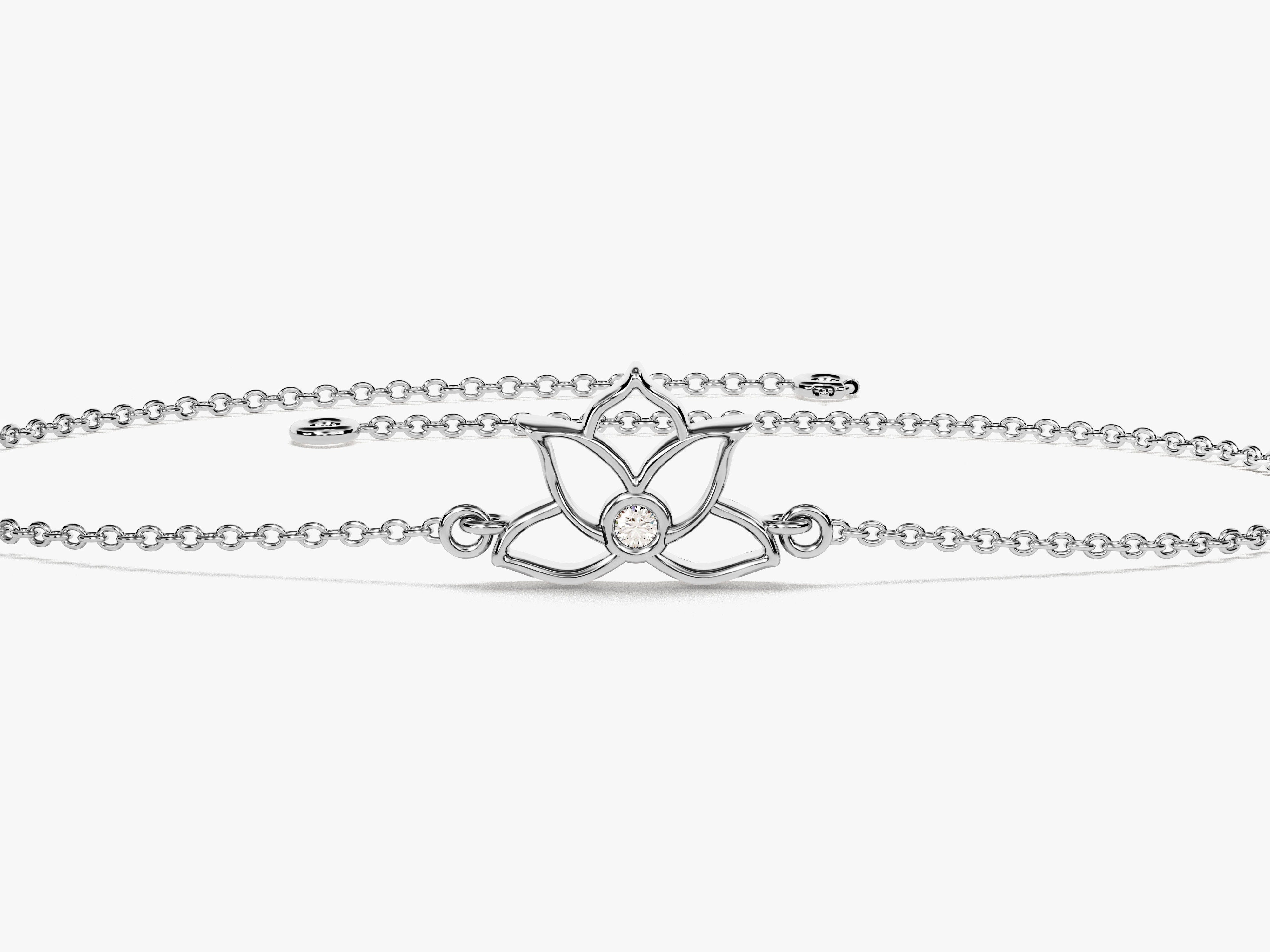Diamond lotus flower bracelet, fine jewelry for women