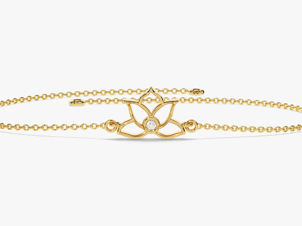 Diamond Lotus Bracelet in 14k Gold