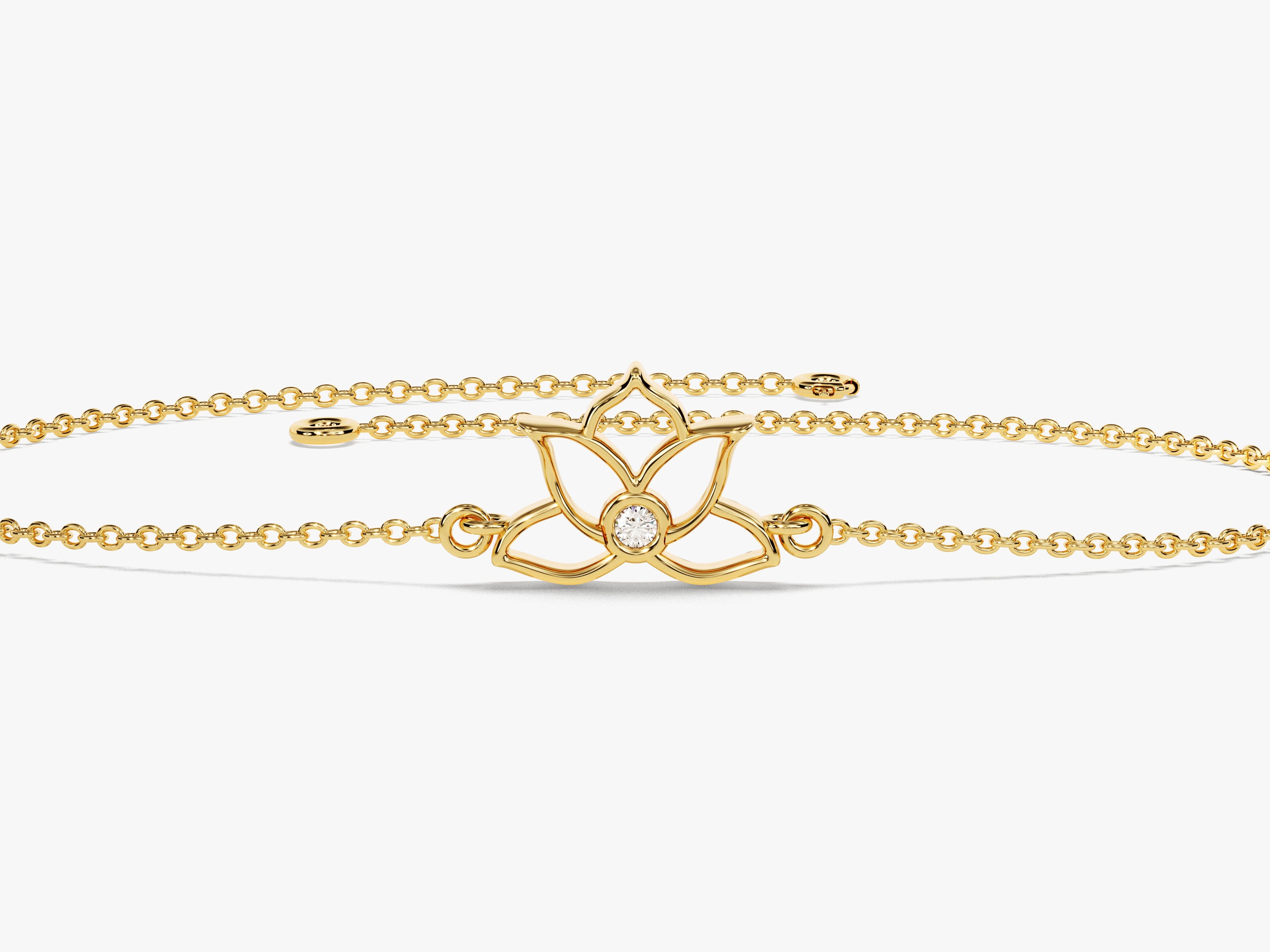 Gold lotus bracelet with diamond, fine jewelry for women