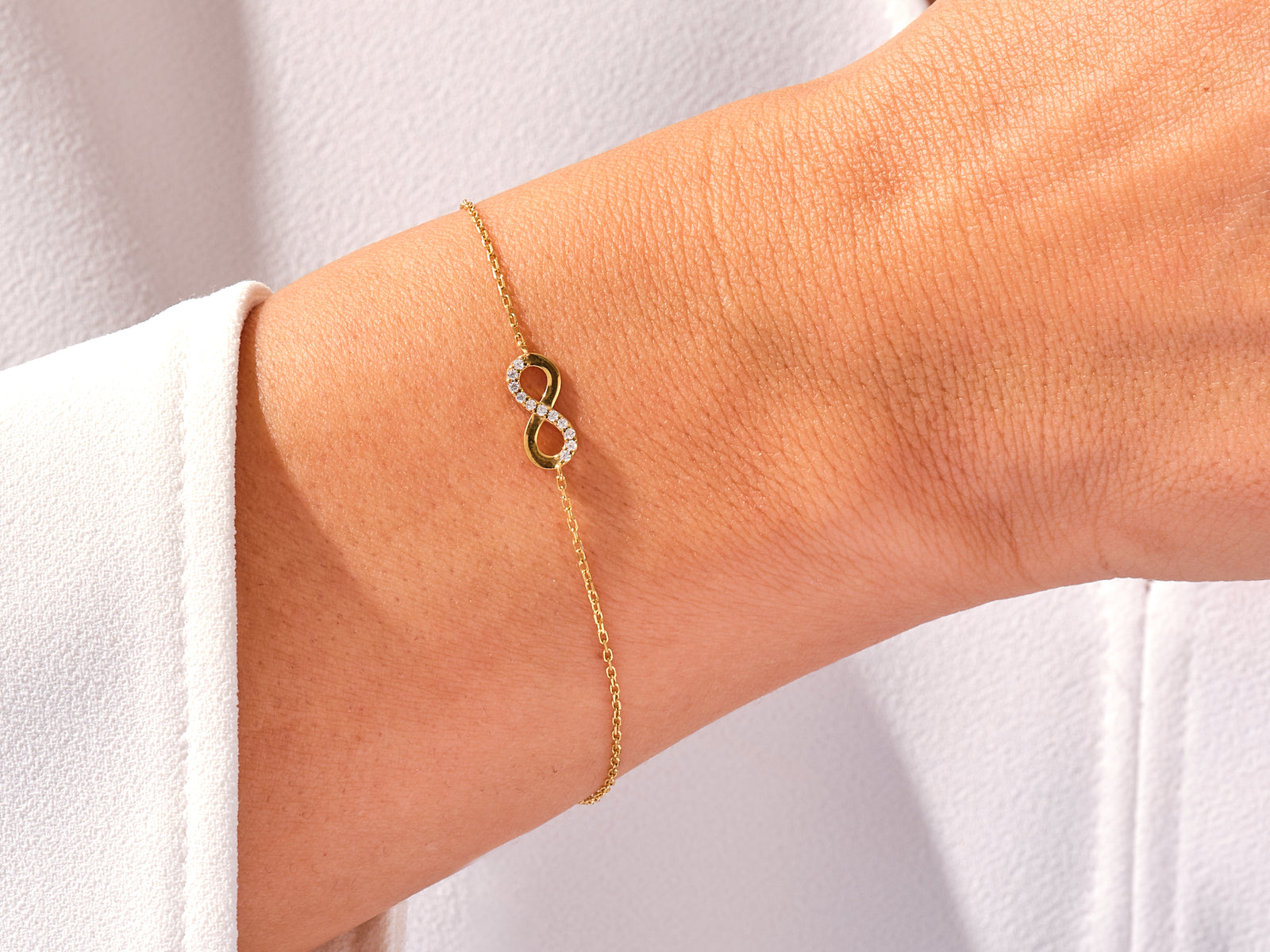 Infinity Black String Bracelet online in 14k Yellow Gold