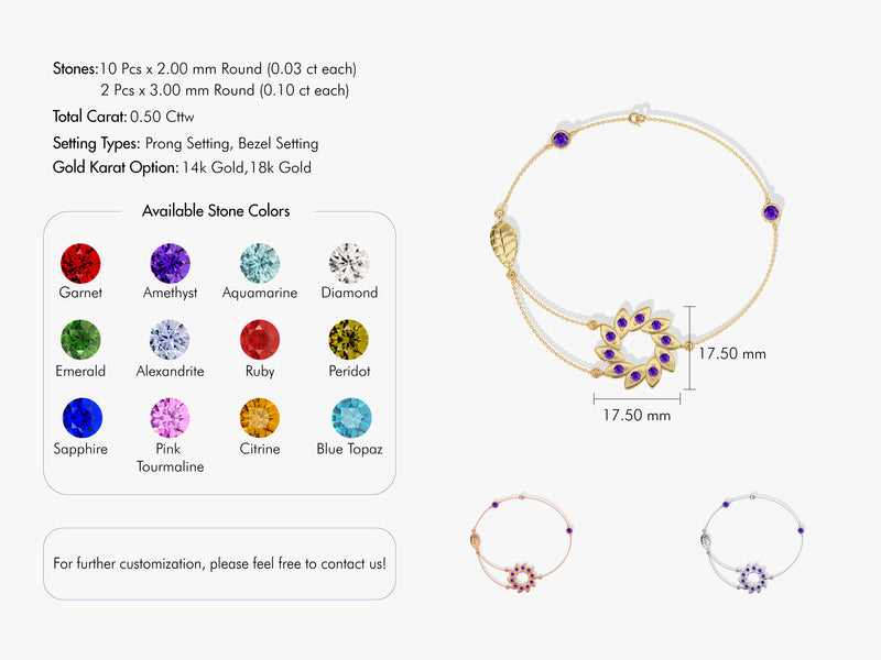 Flower Birthstone Bracelet