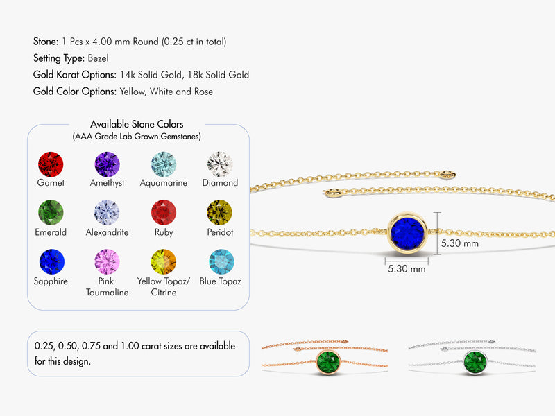 Bezel Set Birthstone Bracelet