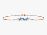 Baguette Cut Blue Topaz Bracelet in 14k Solid Gold