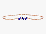 Baguette Cut Sapphire Bracelet in 14k Solid Gold