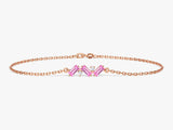 Baguette Cut Pink Tourmaline Bracelet in 14k Solid Gold