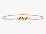 Baguette Cut Peridot Bracelet in 14k Solid Gold