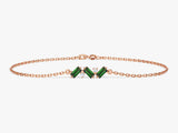 Baguette Cut Emerald Bracelet in 14k Solid Gold