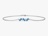 Baguette Cut Blue Topaz Bracelet in 14k Solid Gold