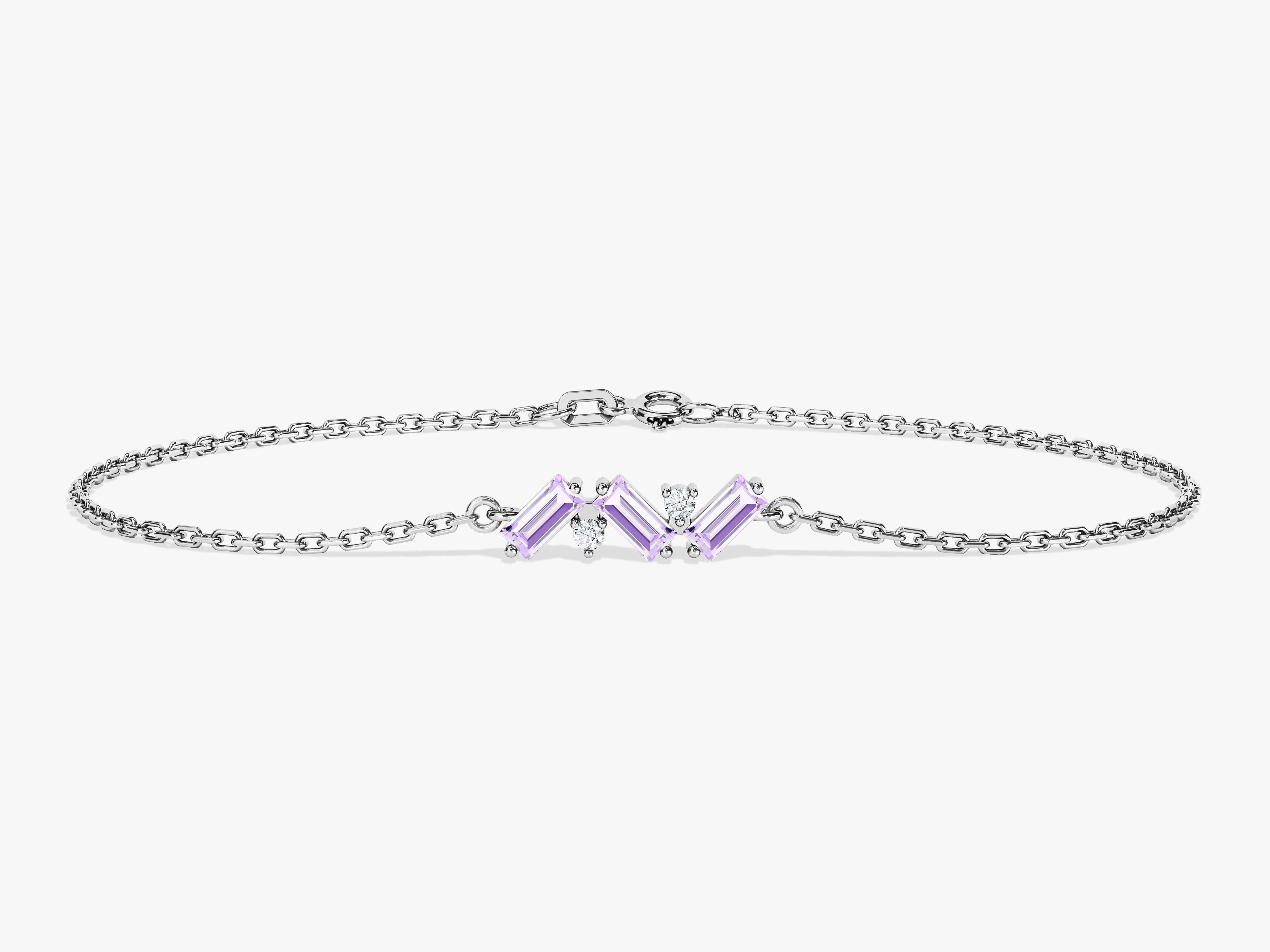 Baguette Cut Alexandrite Bracelet in 14k Solid Gold