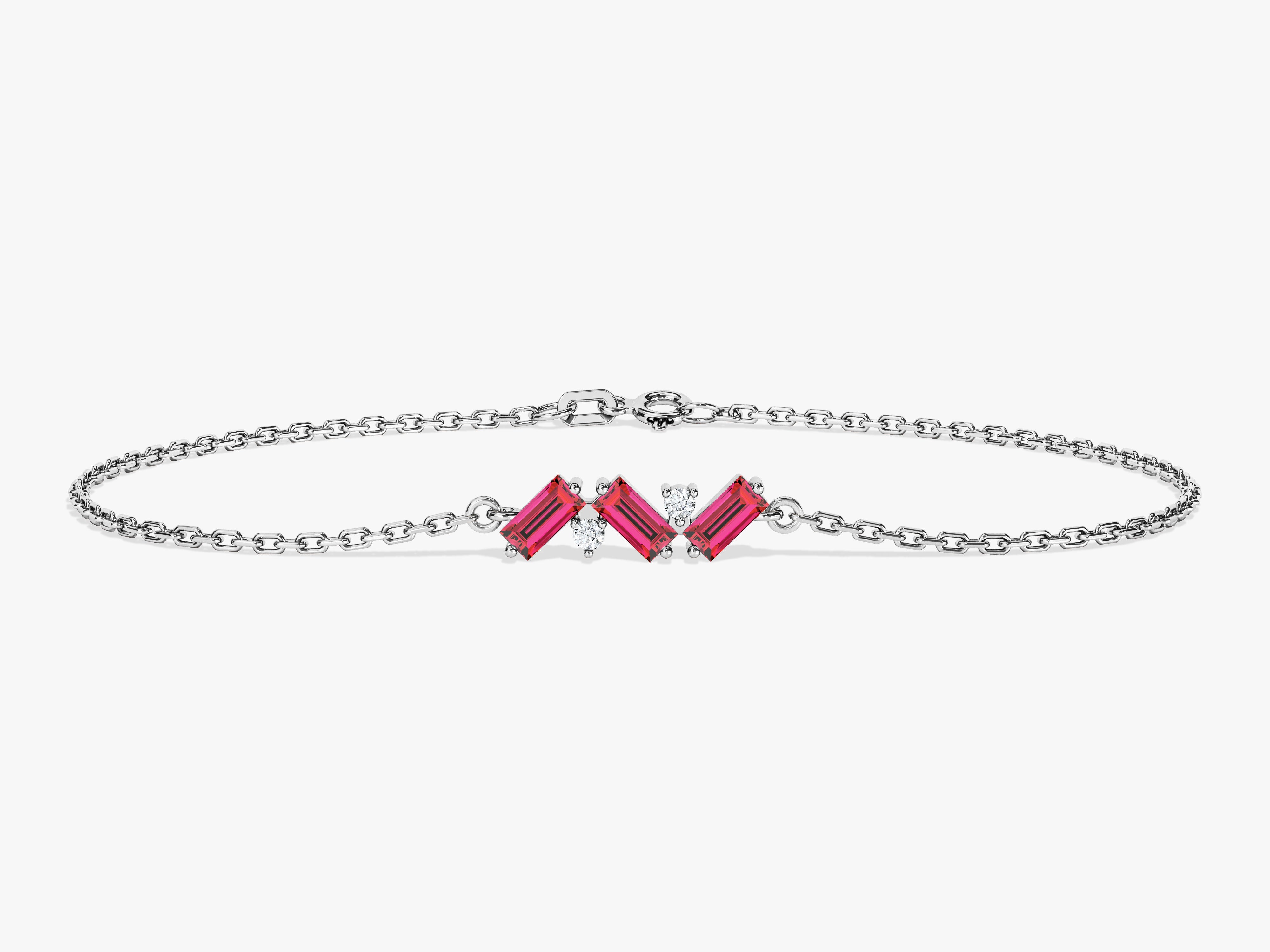 Baguette Cut Ruby Bracelet in 14k Solid Gold