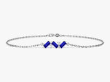 Baguette Cut Sapphire Bracelet in 14k Solid Gold