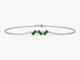 Baguette Cut Emerald Bracelet in 14k Solid Gold