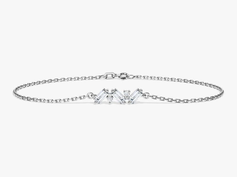 Baguette Cut Diamond Birthstone Bracelet in 14k Solid Gold