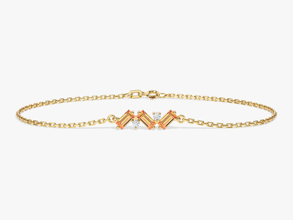 Baguette Cut Citrine Bracelet in 14k Solid Gold