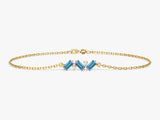 Baguette Cut Blue Topaz Bracelet in 14k Solid Gold