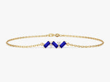 Baguette Cut Sapphire Bracelet in 14k Solid Gold