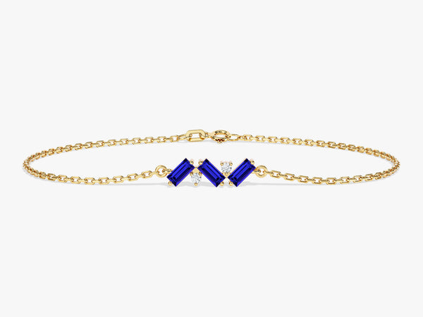 Baguette Cut Sapphire Bracelet in 14k Solid Gold