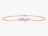 Baguette Cut Pink Tourmaline Bracelet in 14k Solid Gold