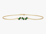 Baguette Cut Emerald Bracelet in 14k Solid Gold