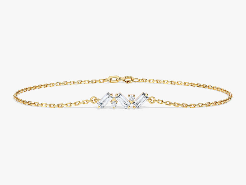 Baguette Cut Diamond Birthstone Bracelet in 14k Solid Gold