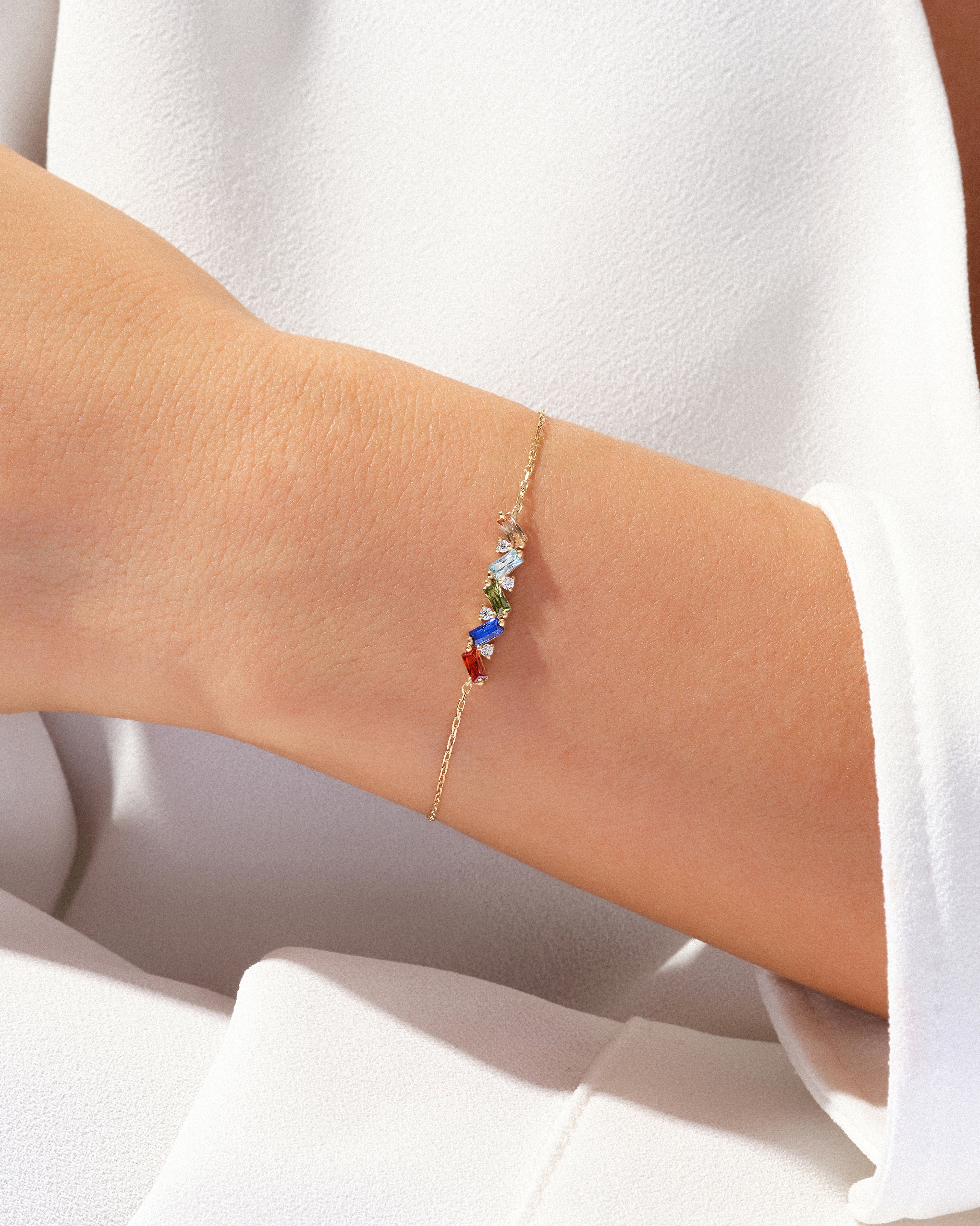 Baguette Cut Birthstone Bracelet