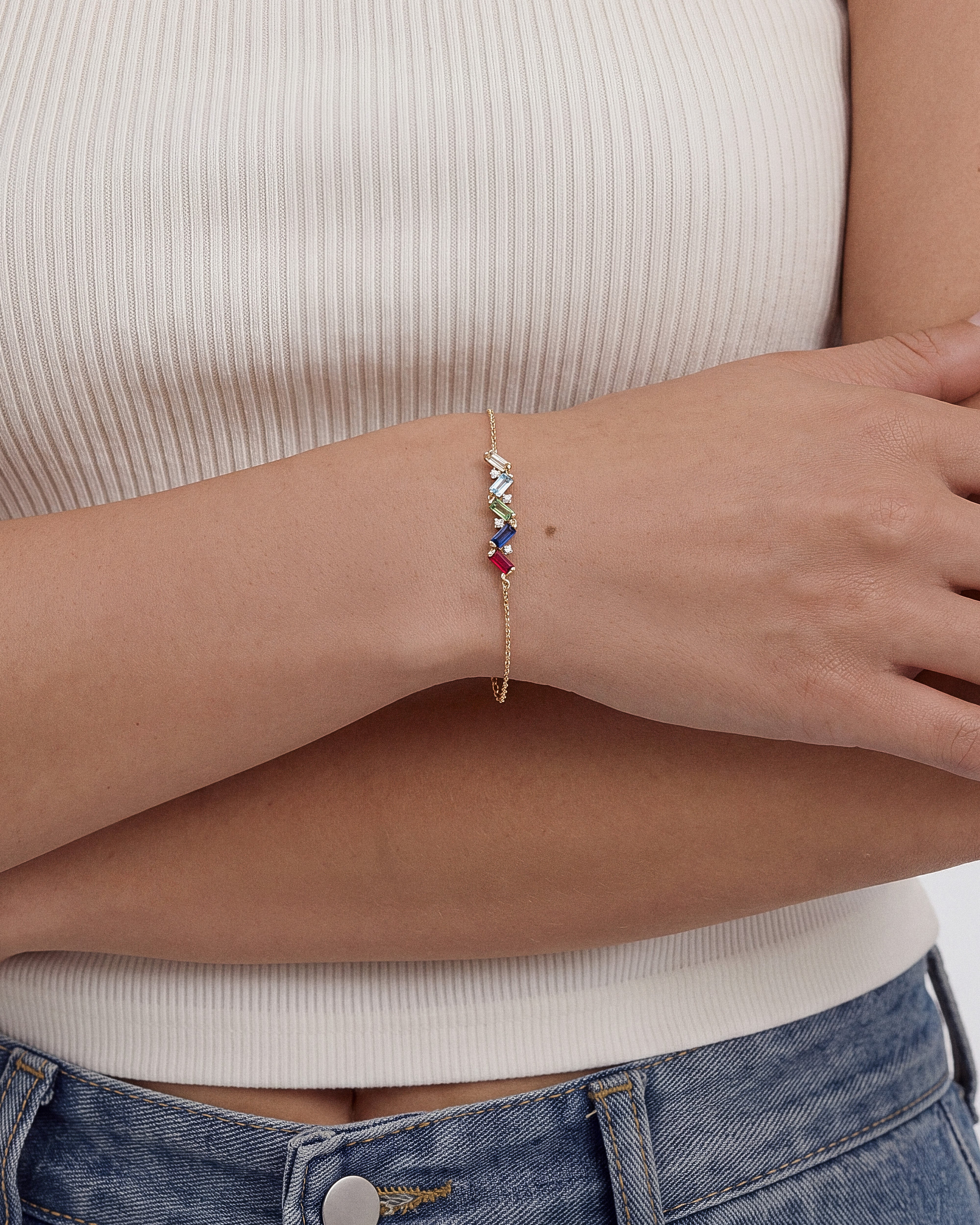 Baguette Cut Birthstone Bracelet