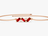 Baguette Cut Garnet Bracelet in 14k Solid Gold