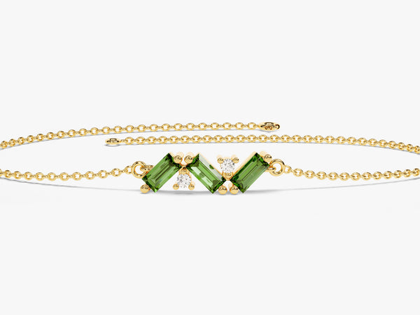 Baguette Cut Emerald Bracelet in 14k Solid Gold