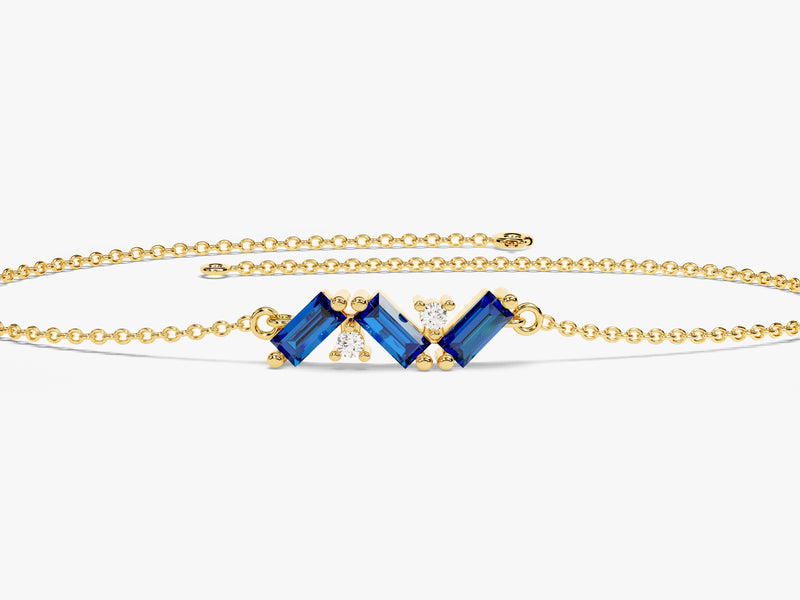 Baguette Cut Sapphire Bracelet in 14k Solid Gold