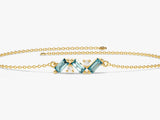 Baguette Cut Aquamarine Bracelet in 14k Solid Gold
