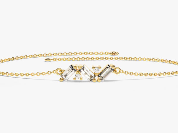 Baguette Cut Diamond Birthstone Bracelet in 14k Solid Gold