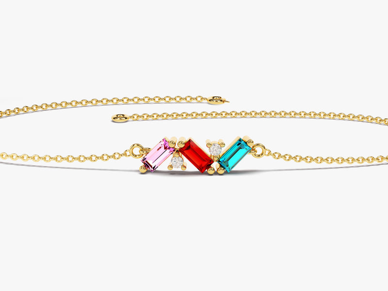 Baguette Cut Birthstone Bracelet