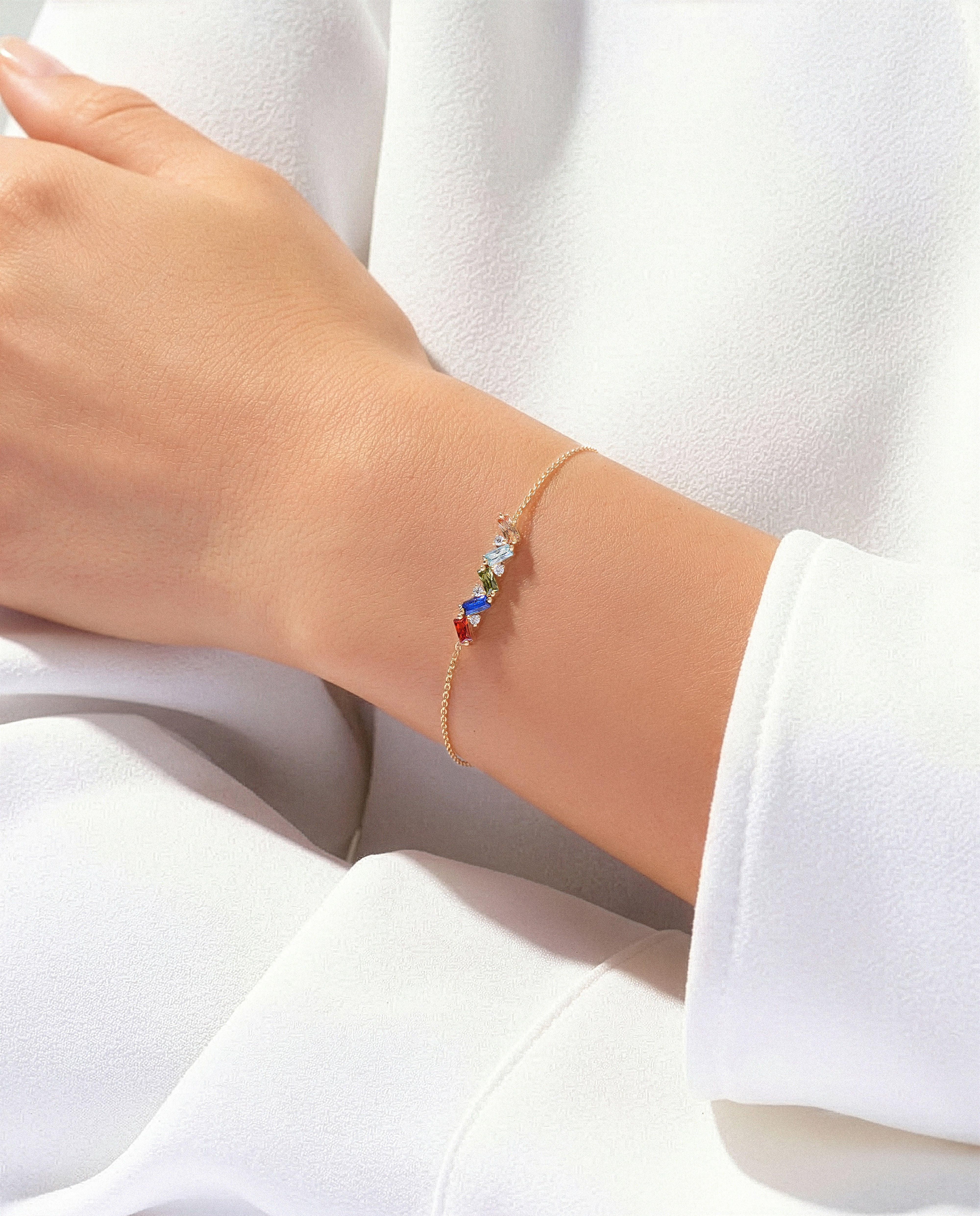 Baguette Cut Birthstone Bracelet